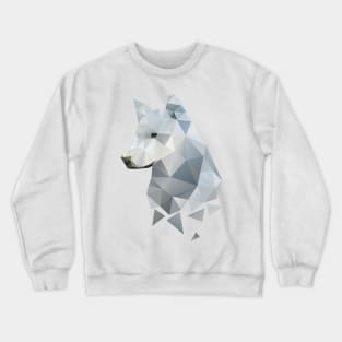 Dramabite Low-poly polygon grey wolf geometric minimal illustration Crewneck Sweatshirt
